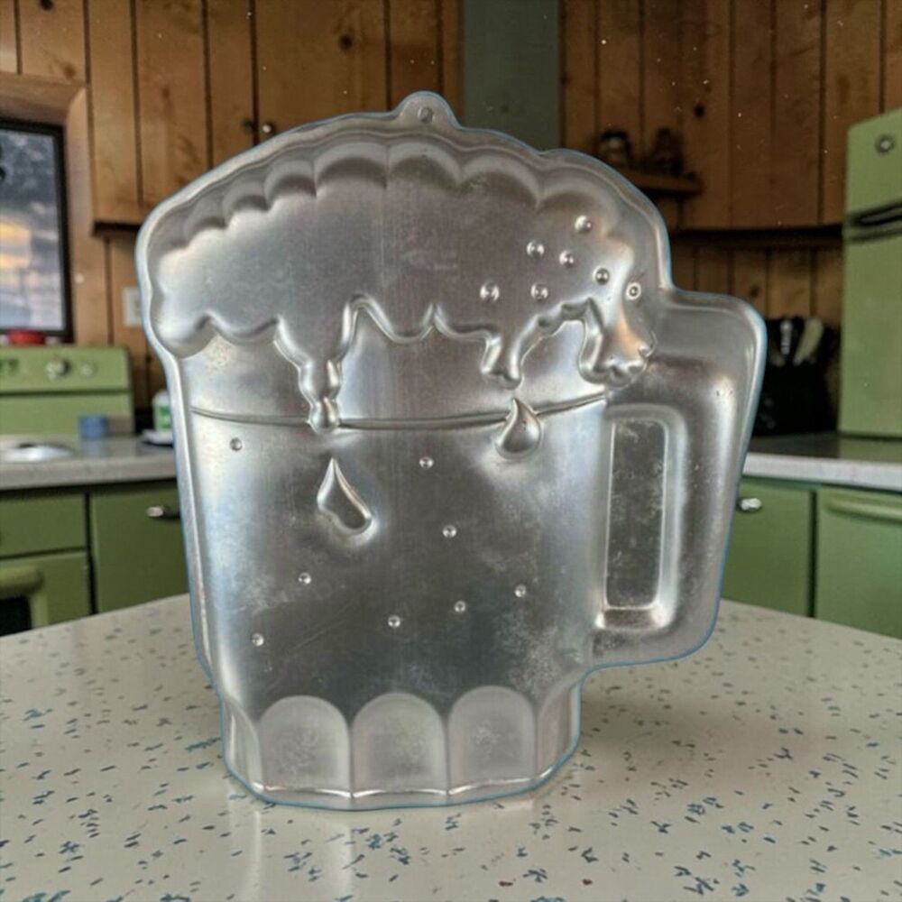 Vintage 1984 Wilton Beer Mug Cake Pan Cheer Lager Ale Aluminum Mold Celebrate